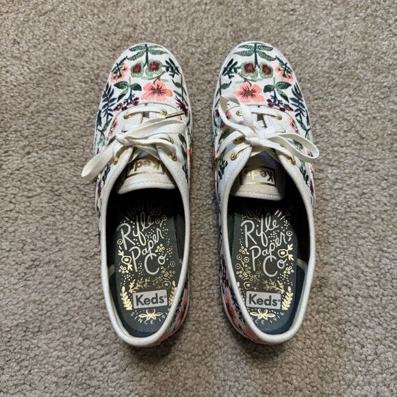 Keds x Rifle Paper Co Champion Herb Garden botanical embroidery sneakers, size 7 - Picture 2 of 8